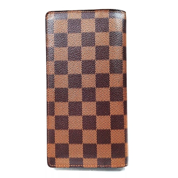 EUC [Louis Vuitton] Damier Ebene Checkered Long Unisex Bi-Fold Wallet Brown - Picture 2 of 11